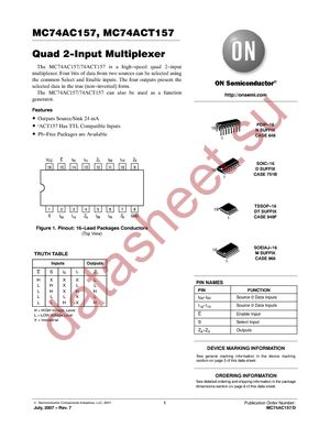 MC74ACT157NG datasheet  